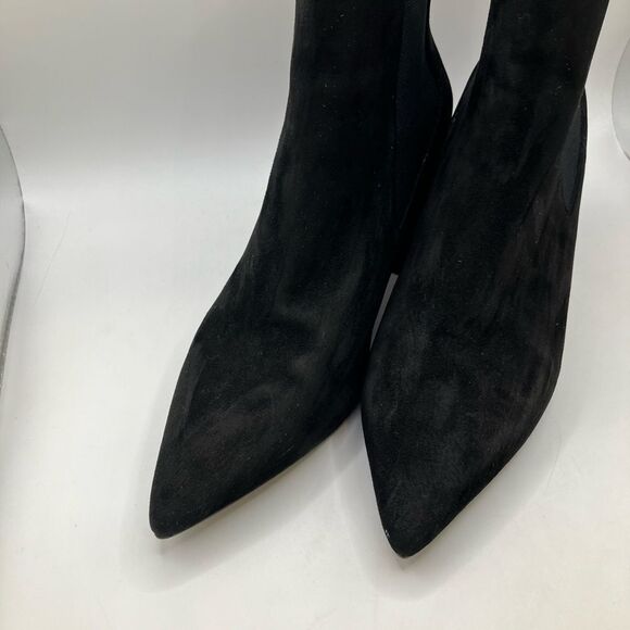 LINEA Paolo Black Suede Womens Ankle Boots with Suede Heel Sz 8 -Gently Used - Picture 6 of 10